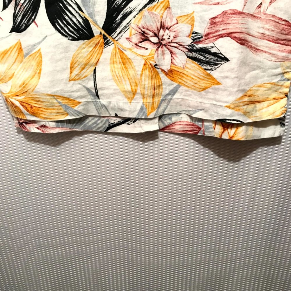 C&C CALIFORNIA 100% linen leaf print colorful shirt Size small Sleeveless - Picture 4 of 7